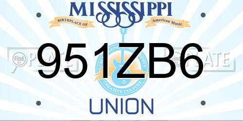 951ZB6 Mississippi License Plate
