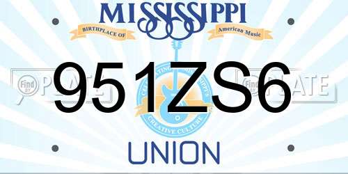 951ZS6 Mississippi License Plate