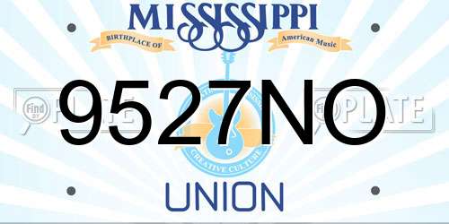9527NO Mississippi License Plate