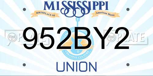 952BY2 Mississippi License Plate