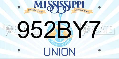 952BY7 Mississippi License Plate