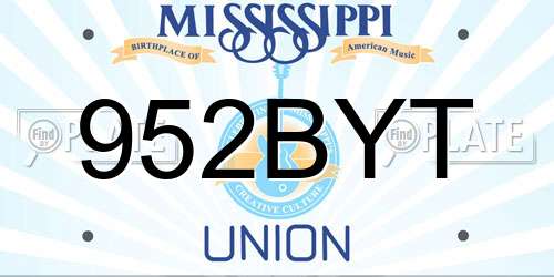 952BYT Mississippi License Plate