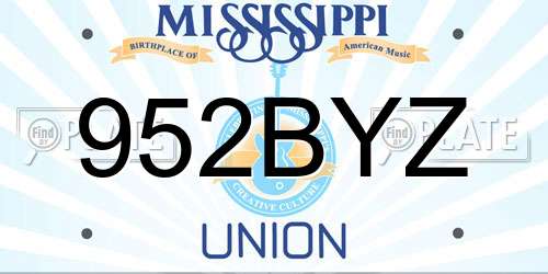 952BYZ Mississippi License Plate