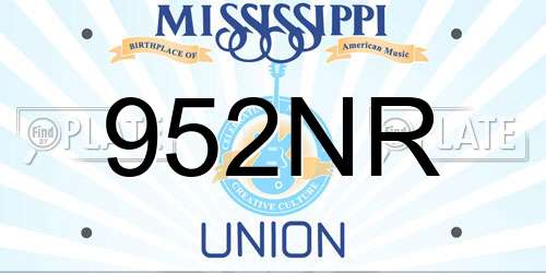 952NR Mississippi License Plate