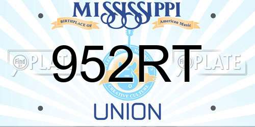 952RT Mississippi License Plate