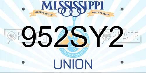 952SY2 Mississippi License Plate