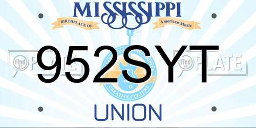 952SYT Mississippi License Plate