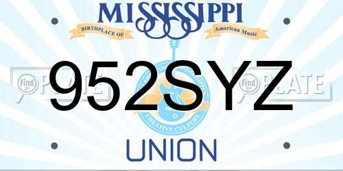 952SYZ Mississippi License Plate