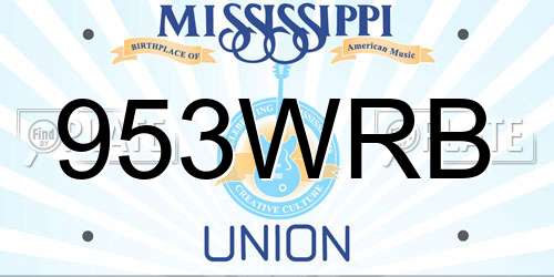 953WRB Mississippi License Plate