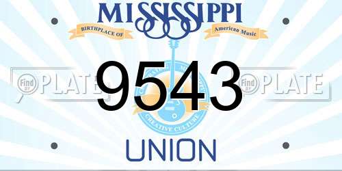 9543 Mississippi License Plate