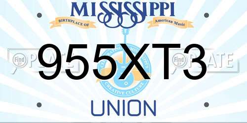 955XT3 Mississippi License Plate