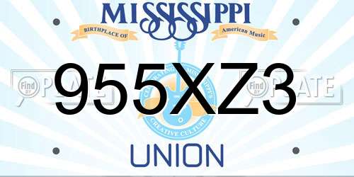 955XZ3 Mississippi License Plate