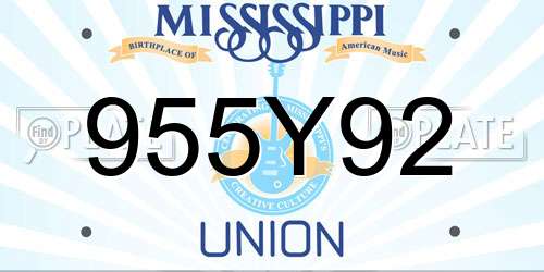 955Y92 Mississippi License Plate