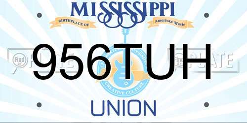 956TUH Mississippi License Plate