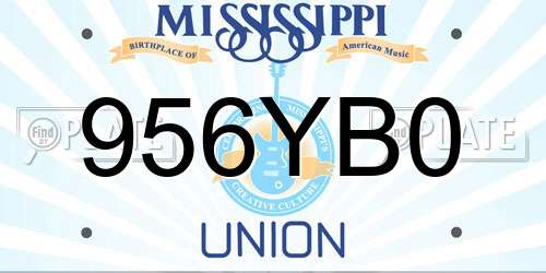 956YB0 Mississippi License Plate