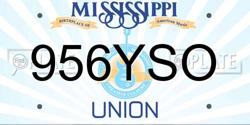 956YSO Mississippi License Plate
