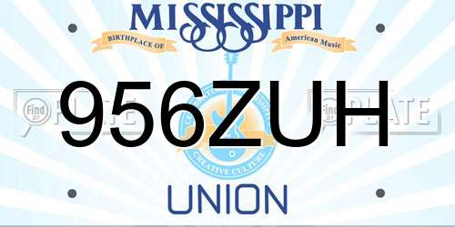 956ZUH Mississippi License Plate