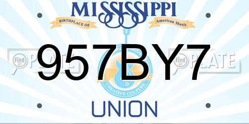 957BY7 Mississippi License Plate
