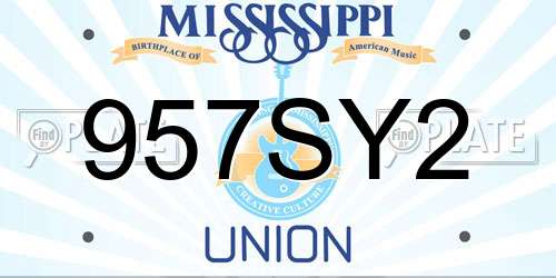 957SY2 Mississippi License Plate