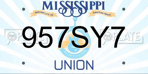 957SY7 Mississippi License Plate