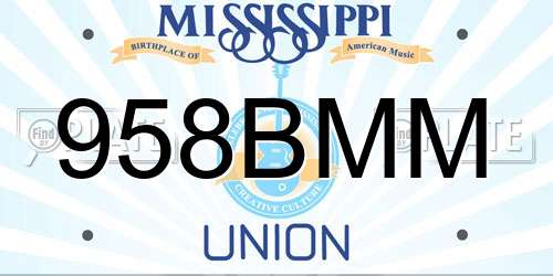 958BMM Mississippi License Plate