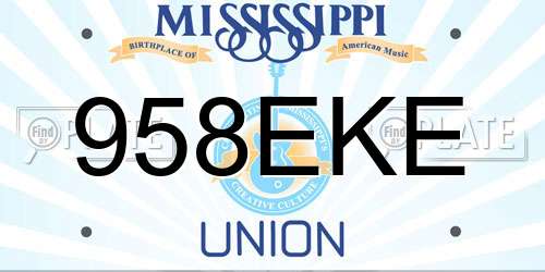 958EKE Mississippi License Plate