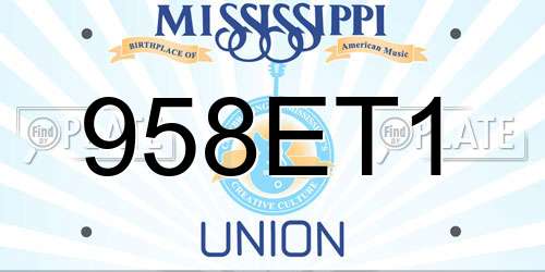 958ET1 Mississippi License Plate