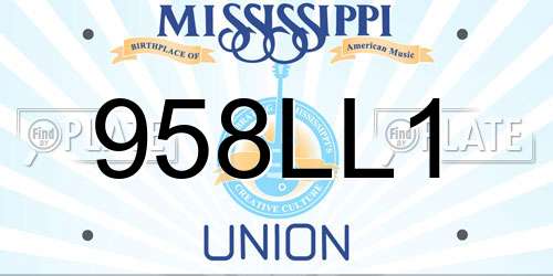958LL1 Mississippi License Plate