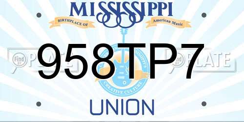 958TP7 Mississippi License Plate
