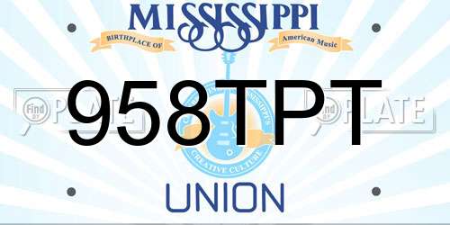 958TPT Mississippi License Plate