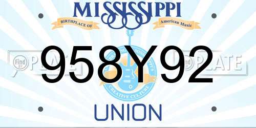 958Y92 Mississippi License Plate