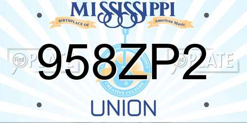958ZP2 Mississippi License Plate