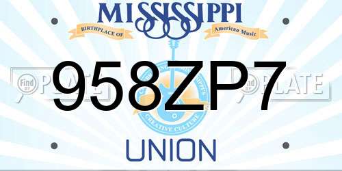 958ZP7 Mississippi License Plate
