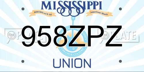 958ZPZ Mississippi License Plate