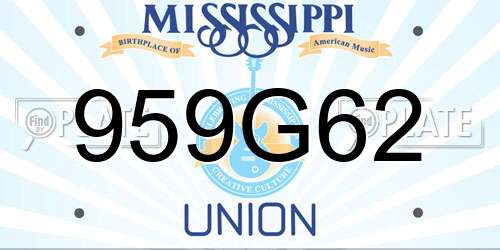 959G62 Mississippi License Plate