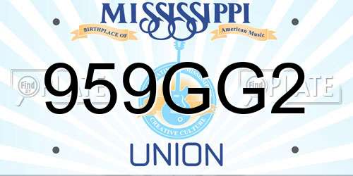 959GG2 Mississippi License Plate