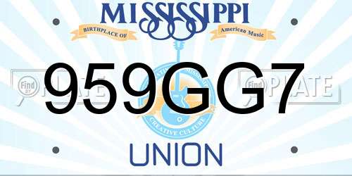 959GG7 Mississippi License Plate
