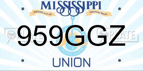 959GGZ Mississippi License Plate