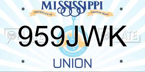 959JWK Mississippi License Plate