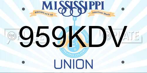 959KDV Mississippi License Plate