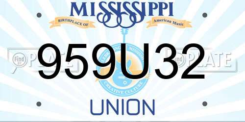959U32 Mississippi License Plate