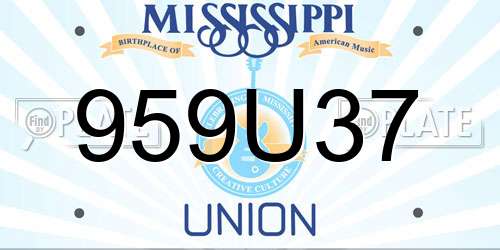 959U37 Mississippi License Plate