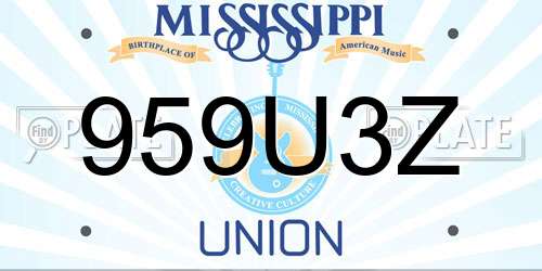 959U3Z Mississippi License Plate