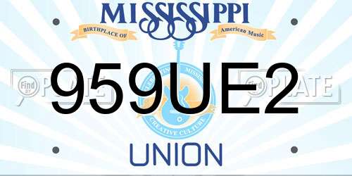 959UE2 Mississippi License Plate