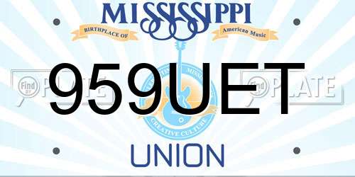 959UET Mississippi License Plate