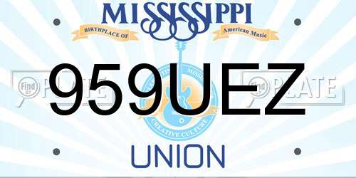 959UEZ Mississippi License Plate