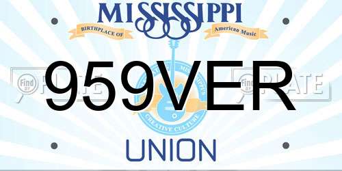 959VER Mississippi License Plate