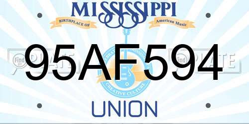 95AF594 Mississippi License Plate