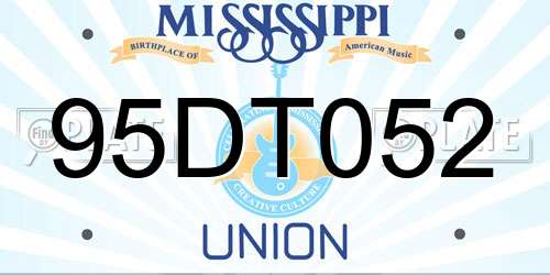 95DT052 Mississippi License Plate