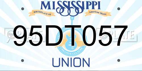 95DT057 Mississippi License Plate